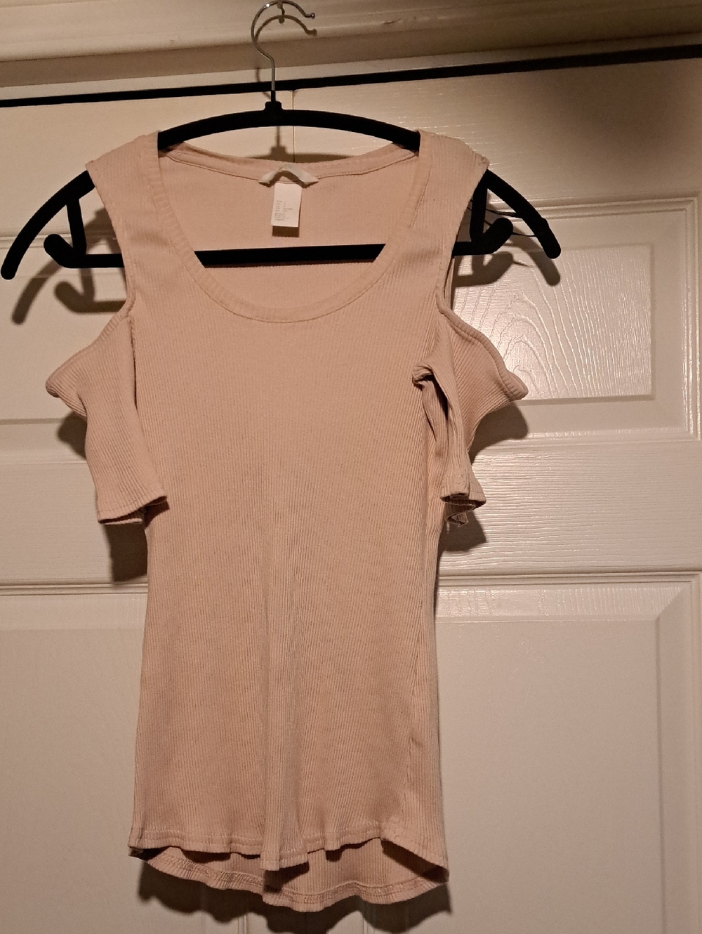 🎭H&M Women's Cold-Shoulder Ribbed Tank Top - Light Pink